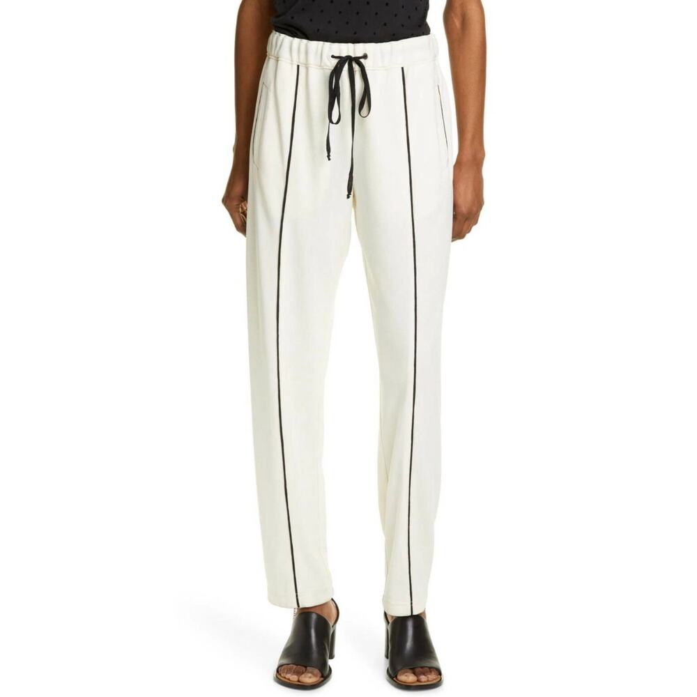 Rag & Bone Stratten Piped Pants in Ivory with Black Piping. Size 12